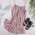 Vestido túnica con volantes y rayas