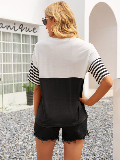 Camiseta de rayas con bloques de color