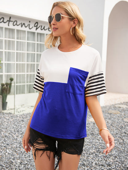 Camiseta de rayas con bloques de color