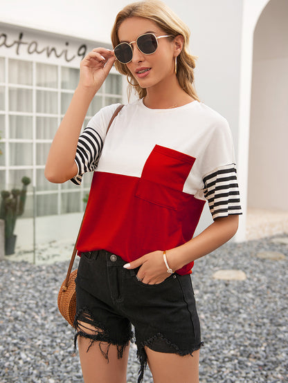 Camiseta de rayas con bloques de color