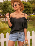 Camisola de encaje con mangas abullonadas