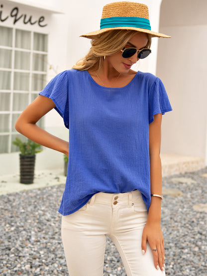Tied Bow Open Back Summer Blouse