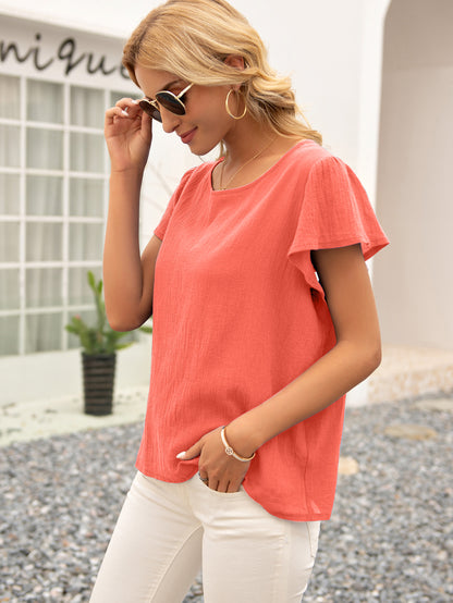 Tied Bow Open Back Summer Blouse
