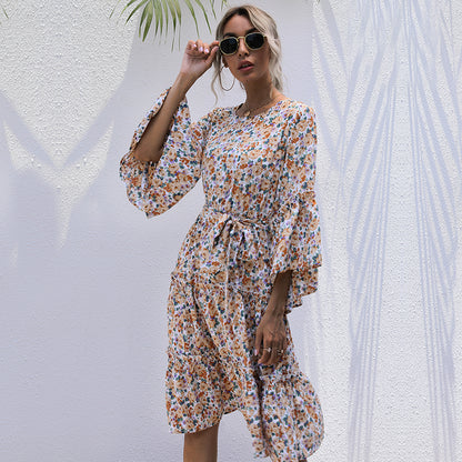 Boho Summer Ruffle Sleeve Dress