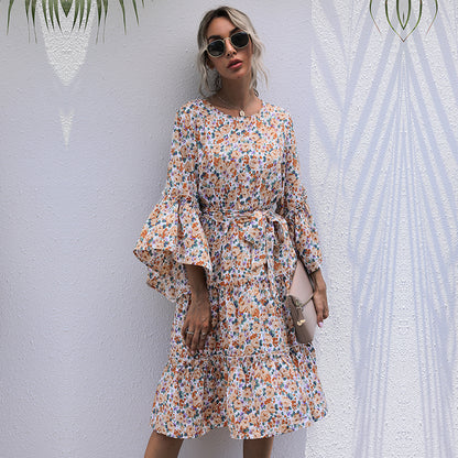 Boho Summer Ruffle Sleeve Dress