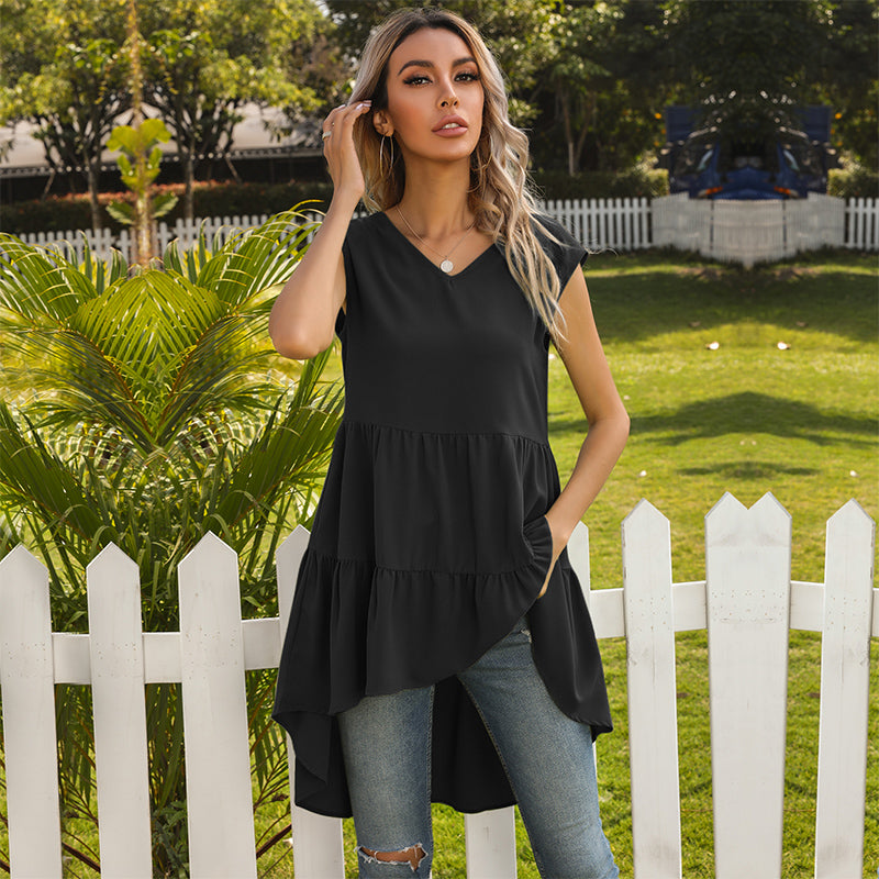 V-Neck Ruffle Tunic Tank