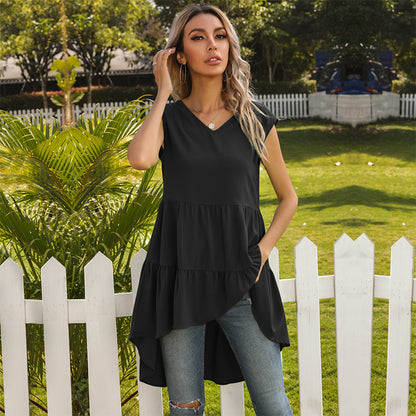 V-Neck Ruffle Tunic Tank