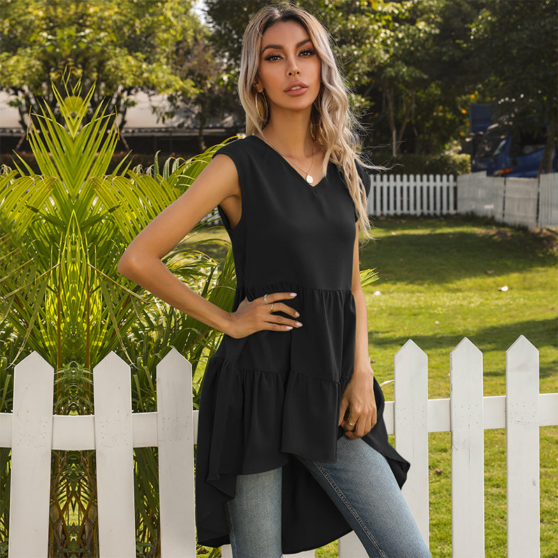 V-Neck Ruffle Tunic Tank