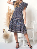 Vestido largo bohemio con volantes en capas 