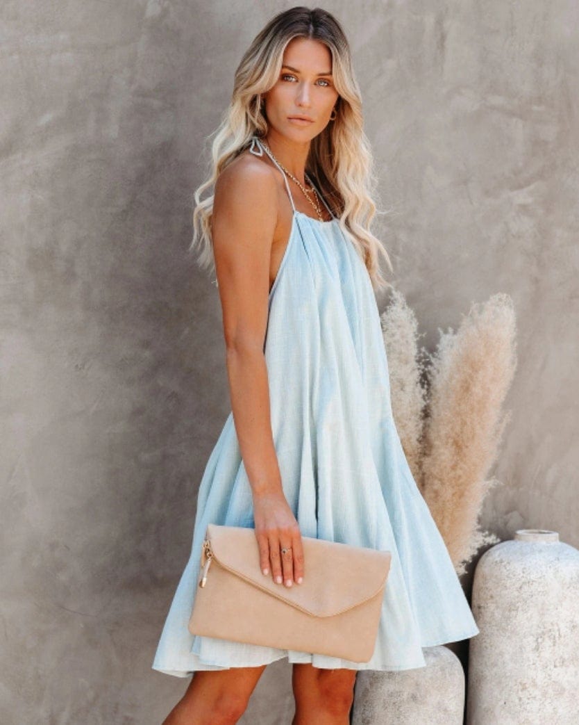 Tie Back Pleated Dress