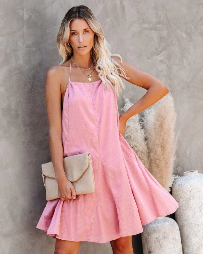 Tie Back Pleated Dress