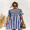 Striped Ruffle Tunic Baby Doll Dress