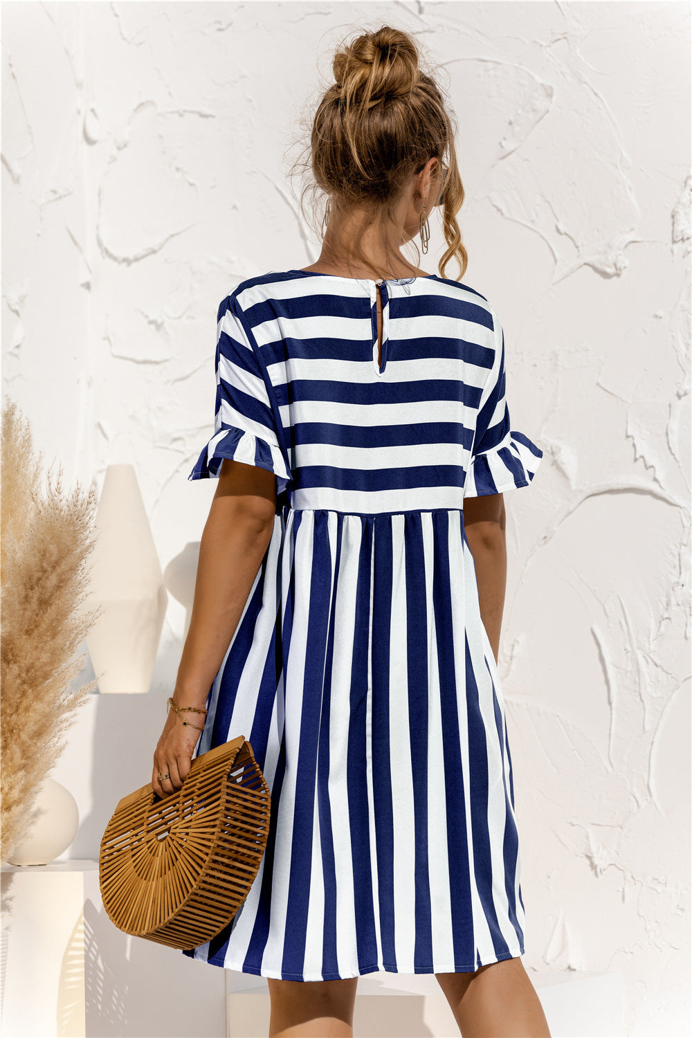 Striped Ruffle Tunic Baby Doll Dress