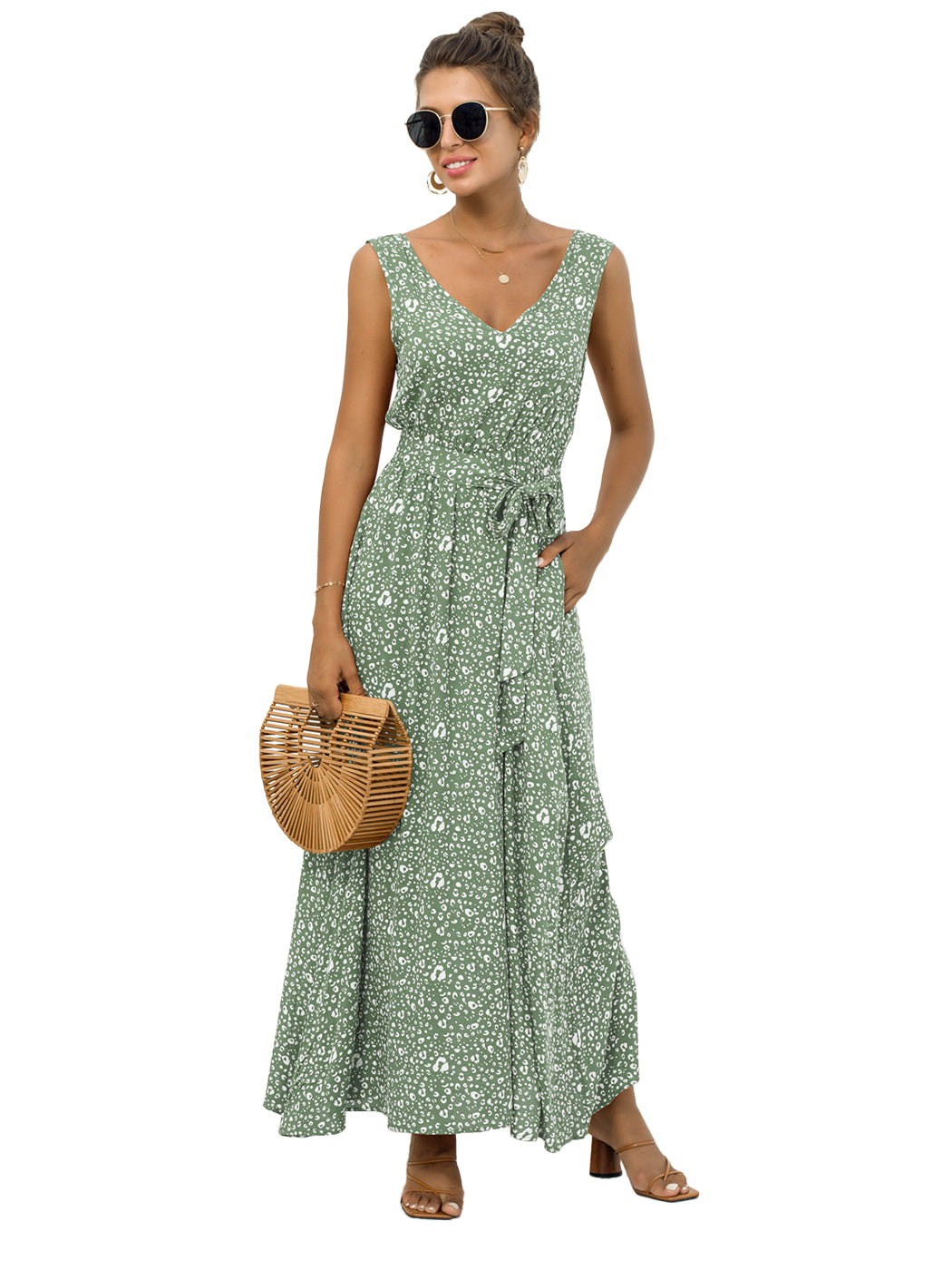 Vestido con cinturón y estampado animal