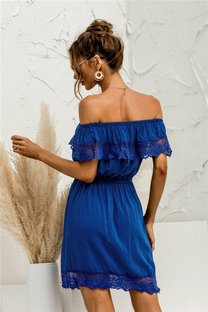 Off Shoulder Lace Trim Dress