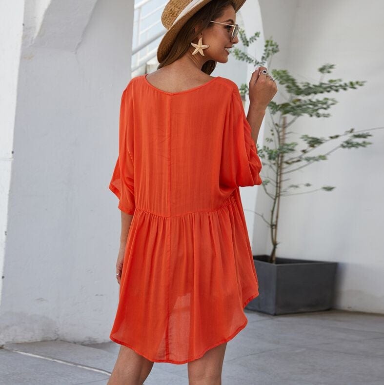Solid Flowy Mini Dress