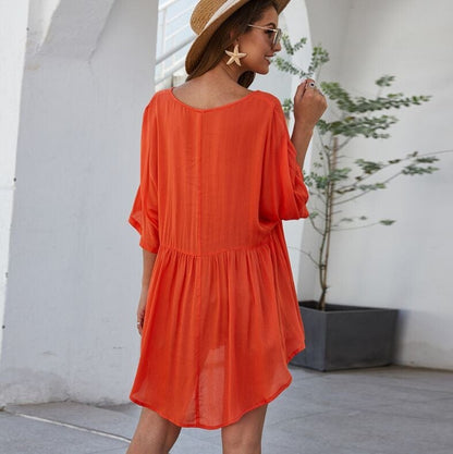 Solid Flowy Mini Dress