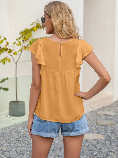 Embroidered Ruffle Blouse