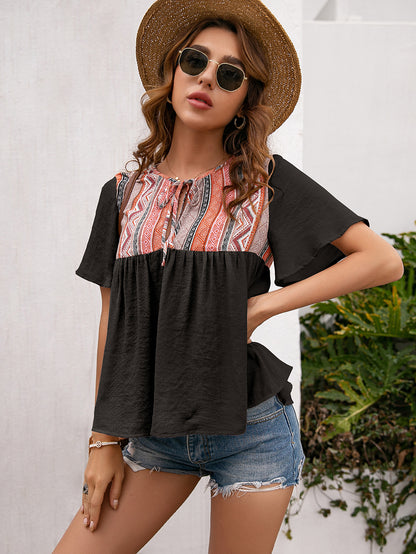 Tie Embroidered Summer Blouse
