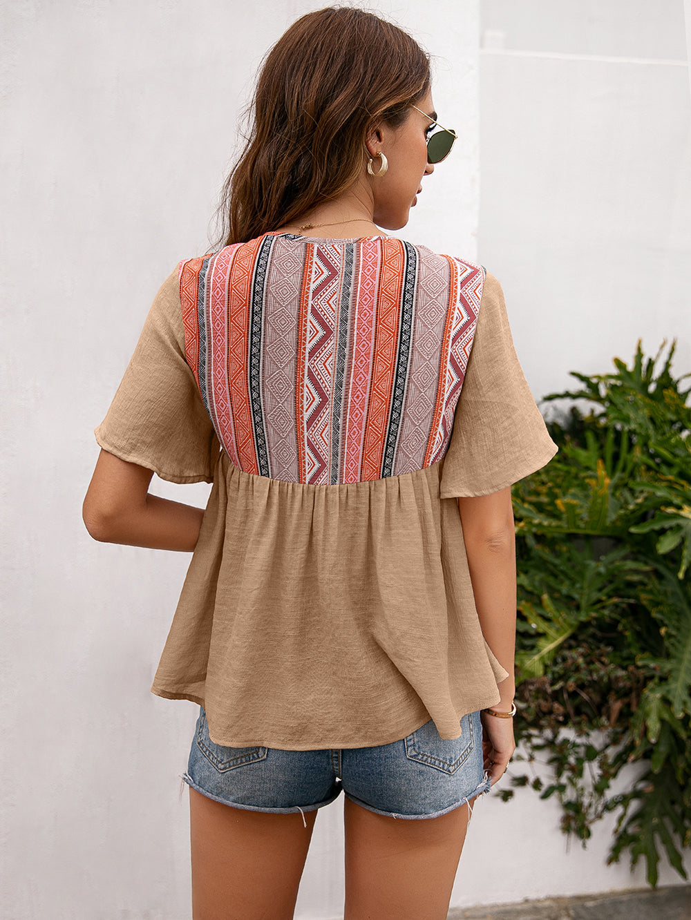 Tie Embroidered Summer Blouse