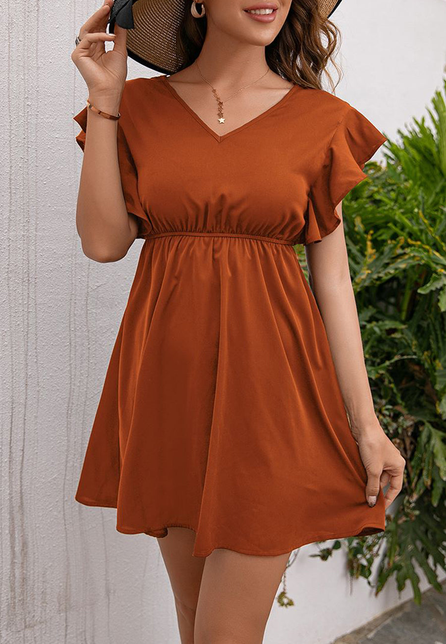 Vestido liso con escote en V y espalda anudada