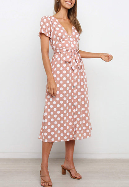 Button Polka Dot Dress