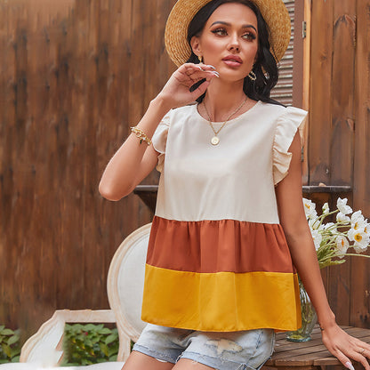 Color Blocked Ruffle Tier Top