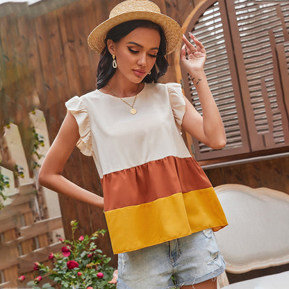 Color Blocked Ruffle Tier Top
