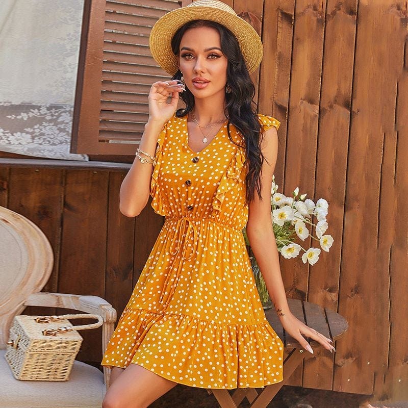Vestido ajustable con botones en la parte delantera 
