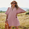 Vestido túnica extragrande con cuello entallado 
