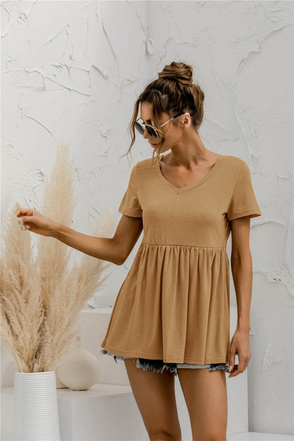 Solid Peplum Loose Fit Blouse