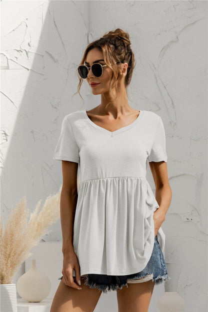 Solid Peplum Loose Fit Blouse