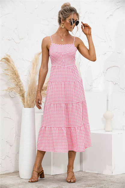 Vestido camisero con volantes y espalda abierta