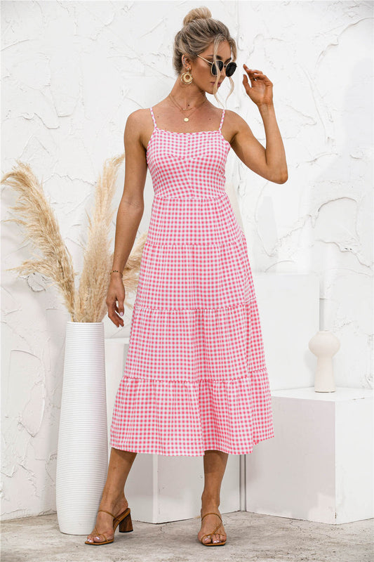 Vestido camisero con volantes y espalda abierta