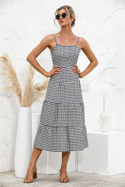Vestido camisero con volantes y espalda abierta