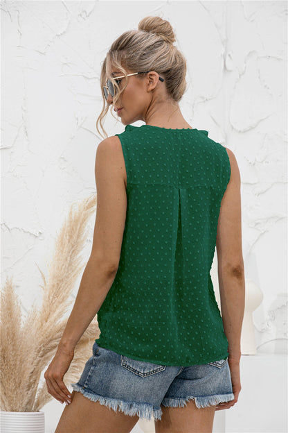 Ruffle Clip-Dot Tank Top