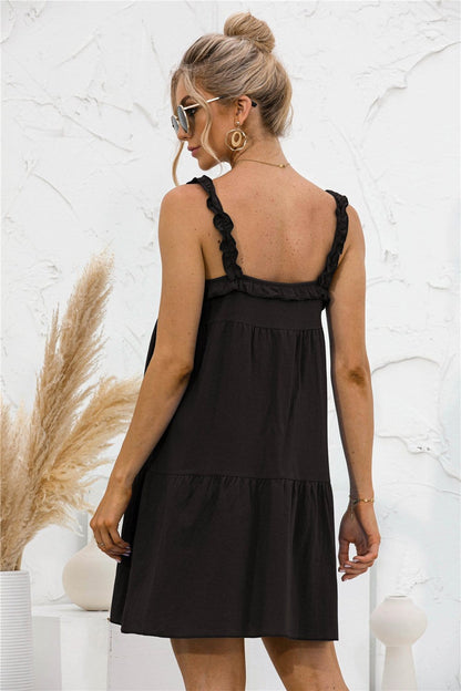 Tie Ruffle Tunic Dress