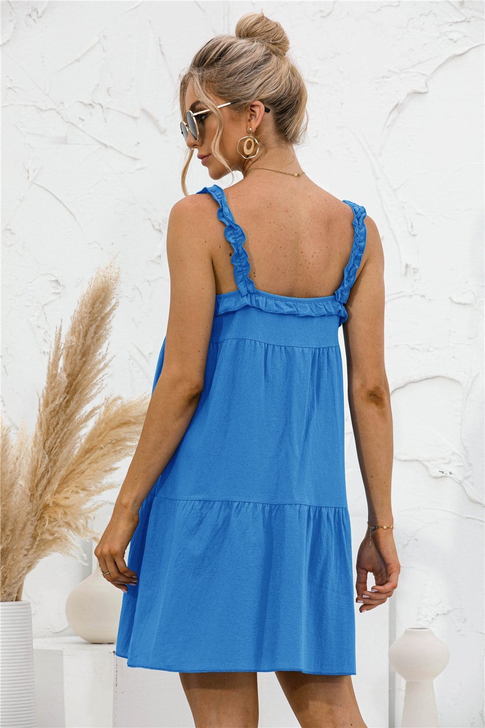 Tie Ruffle Tunic Dress