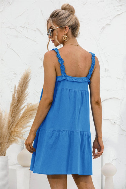 Tie Ruffle Tunic Dress