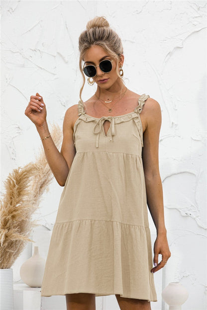 Tie Ruffle Tunic Dress
