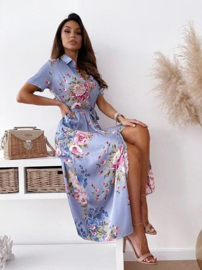 Button Down Floral Print Maxi
