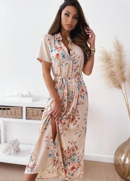 Button Down Floral Print Maxi