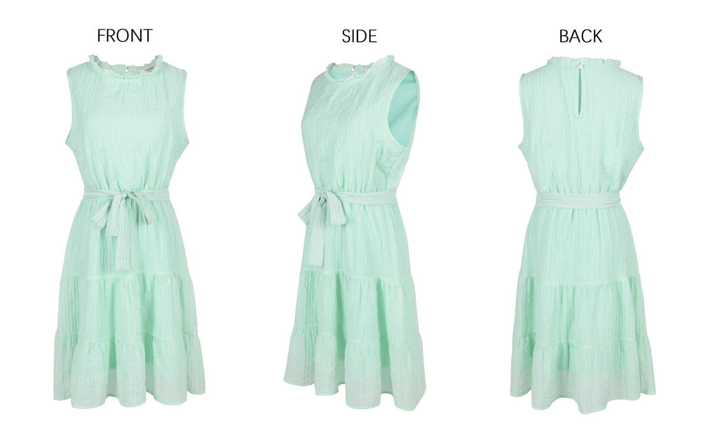Vestido con cinturón y lazo estilo arrugado