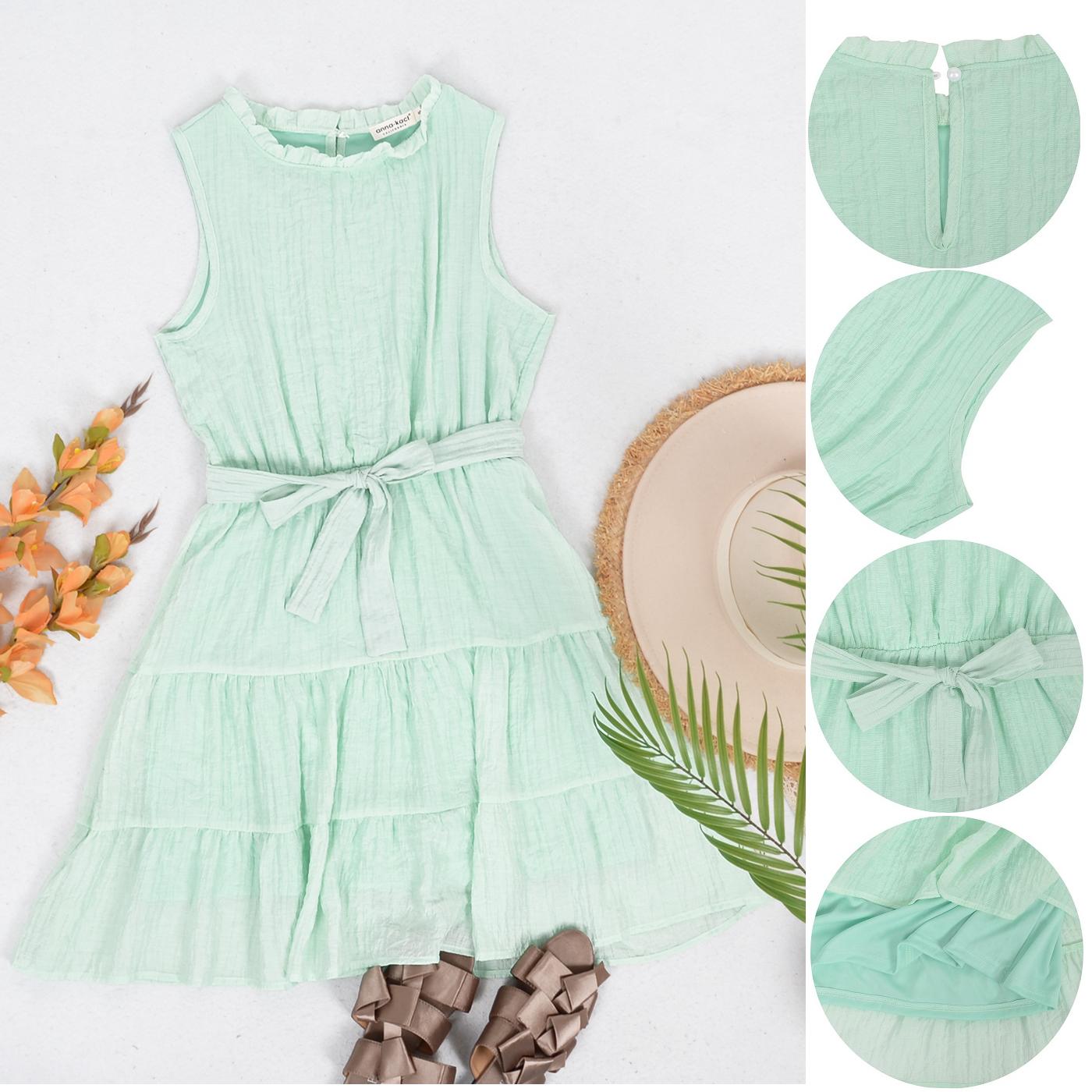 Vestido con cinturón y lazo estilo arrugado