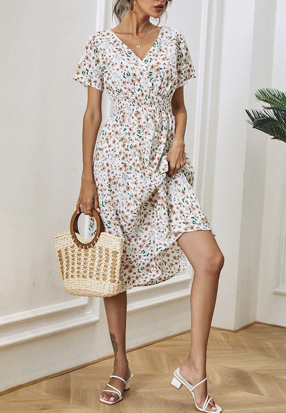 Soft Floral Everyday Cross-Front Dress