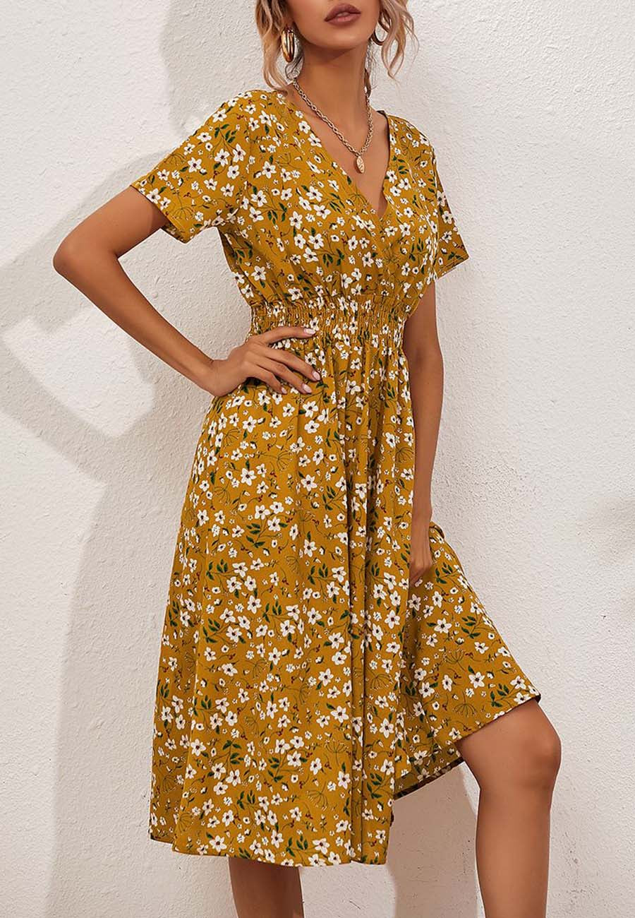 Soft Floral Everyday Cross-Front Dress