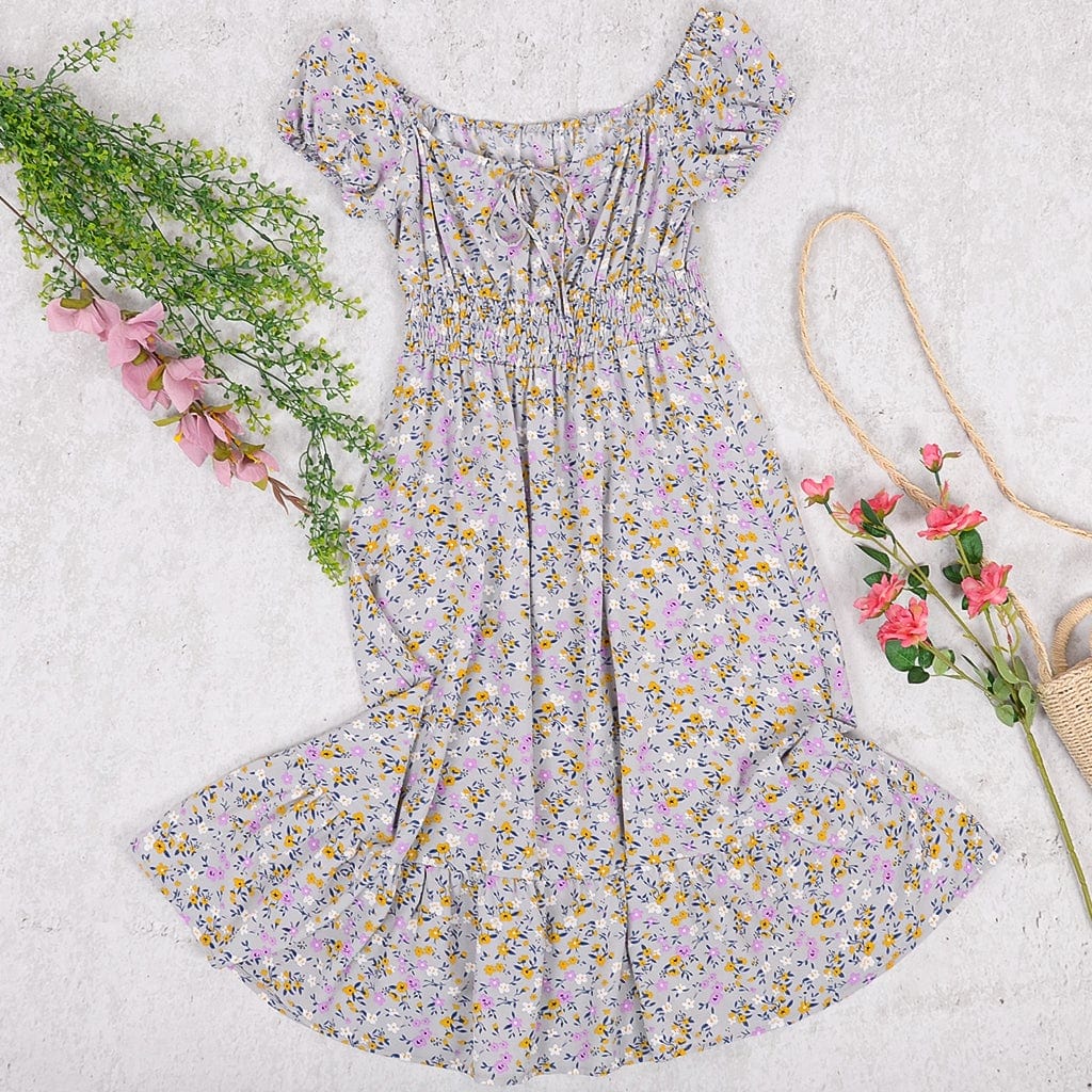 Smocked Waist Daisy Floral Dress