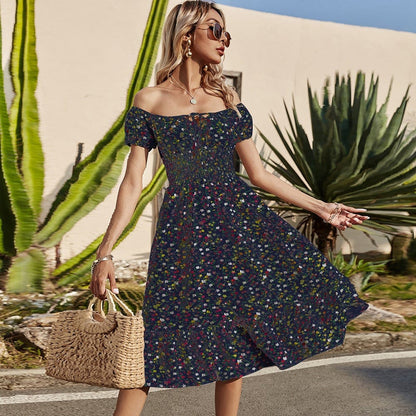 Smocked Waist Daisy Floral Dress