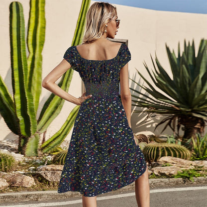 Smocked Waist Daisy Floral Dress