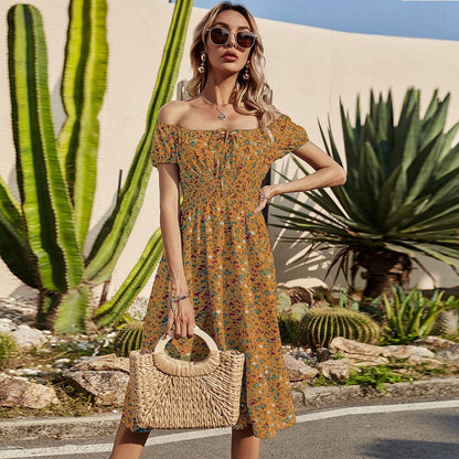 Smocked Waist Daisy Floral Dress